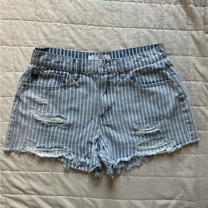 Kancan striped distressed shorts